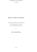 Cover page: Essays on Macroeconomics