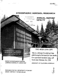 Cover page: ATMOSPHERIC AEROSOL RESEARCH, ANNUAL REPORT 1976-77