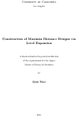 Cover page: Construction of Maximin Distance Designs via Level Expansion