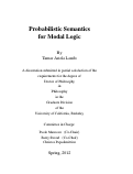 Cover page: Probabilistic Semantics for Modal Logic
