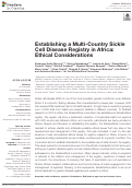Cover page: Establishing a Multi-Country Sickle Cell Disease Registry in Africa: Ethical Considerations
