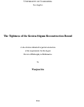 Cover page: The Tightness of the Kesten-Stigum Reconstruction Bound