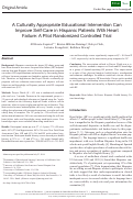 Cover page: A Culturally Appropriate Educational Intervention Can Improve Self-Care in Hispanic Patients With Heart Failure: A Pilot Randomized Controlled Trial