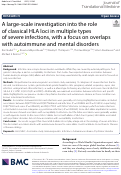 Cover page: A large-scale investigation into the role of classical HLA loci in multiple types of severe infections, with a focus on overlaps with autoimmune and mental disorders