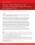 Cover page: Resident Clinical Experience in the Emergency Department: Patient Encounters by Postgraduate Year