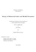 Cover page: Essays in Behavioral Labor and Health Economics
