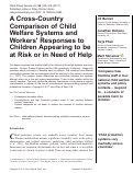 Cover page: A Cross‐Country Comparison of Child Welfare Systems and Workers' Responses to Children Appearing to be at Risk or in Need of Help