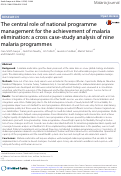 Cover page: The central role of national programme management for the achievement of malaria elimination: a cross case-study analysis of nine malaria programmes