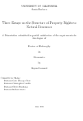 Cover page: The Essays on the Structure of Property Rights to Natural Resources