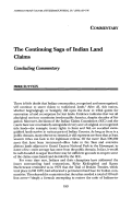 Cover page: The Continuing Saga of Indian Land Claims: Concluding Commentary