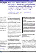 Cover page: Association between chiropractic spinal manipulative therapy and benzodiazepine prescription in patients with radicular low back pain: a retrospective cohort study using real-world data from the USA.