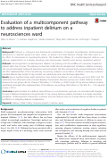 Cover page: Evaluation of a multicomponent pathway to address inpatient delirium on a neurosciences ward.