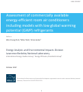 Cover page: Assessment of commercially available energy-efficient room air conditioners including models with low global warming potential (GWP) refrigerants