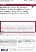 Cover page: Radiological Society of North America (RSNA) 3D printing Special Interest Group (SIG): guidelines for medical 3D printing and appropriateness for clinical scenarios