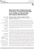 Cover page: Next-Generation Sequencing and Proteomics of Cerebrospinal Fluid From COVID-19 Patients With Neurological Manifestations