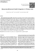 Cover page: Measuring Behavioral Health Integration in Primary Care