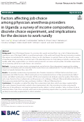 Cover page: Factors affecting job choice among physician anesthesia providers in Uganda: a survey of income composition, discrete choice experiment, and implications for the decision to work rurally