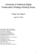 Cover page of University of California Digital Preservation Strategy Working Group: Phase Two Report