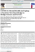 Cover page: COVID-19, Mental Health and Aging: A Need for New Knowledge to Bridge Science and Service