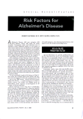 Cover page: Risk Factors for Alzheimer’s Disease