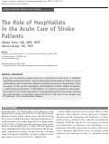 Cover page: The Role of Hospitalists in the Acute Care of Stroke Patients