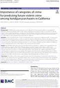Cover page: Importance of categories of crime for predicting future violent crime among handgun purchasers in California