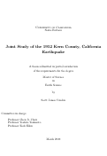 Cover page: Joint Study of the 1952 Kern County, California Earthquake