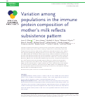 Cover page: Variation among populations in the immune protein composition of mother’s milk reflects subsistence pattern