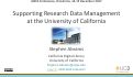 Cover page of Supporting research data mangement at the University of California