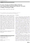 Cover page: Executive Function in Pediatric Bipolar Disorder and Attention-Deficit Hyperactivity Disorder: In Search of Distinct Phenotypic Profiles