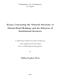 Cover page: Essays Concerning the Network Structure of Mutual Fund Holdings and the Behavior of Institutional Investors