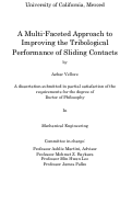 Cover page: A Multi-Faceted Approach to Improving the Tribological Performance of Sliding Contacts