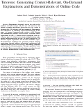 Cover page: Tutorons: Generating Context-Relevant, On-Demand Explanations and Demonstrations of Online Code