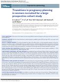 Cover page: Transitions in pregnancy planning in women recruited for a large prospective cohort study.