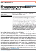 Cover page: Bat teeth illuminate the diversification of mammalian tooth classes.