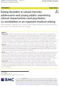 Cover page: Eating disorders in sexual minority adolescents and young adults: examining clinical characteristics and psychiatric co-morbidities in an inpatient medical setting