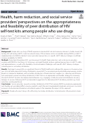 Cover page: Health, harm reduction, and social service providers’ perspectives on the appropriateness and feasibility of peer distribution of HIV self-test kits among people who use drugs