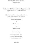 Cover page: Stochastic 2D Navier-Stokes Equation and Applications to 2D Turbulence