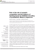 Cover page: Role of the site of synaptic competition and the balance of learning forces for Hebbian encoding of probabilistic Markov sequences
