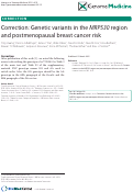 Cover page: Genetic variants in the MRPS30 region and postmenopausal breast cancer risk