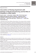 Cover page: Association of Hearing Impairment with Declines in Physical Functioning and the Risk of Disability in Older Adults