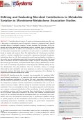 Cover page: Defining and Evaluating Microbial Contributions to Metabolite Variation in Microbiome-Metabolome Association Studies