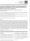 Cover page: Support for the Reliability and Validity of the National Institutes of Health Impact Stratification Score in a Sample of Active-Duty U.S. Military Personnel with Low Back Pain.