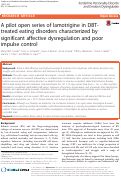 Cover page: A pilot open series of lamotrigine in DBT-treated eating disorders characterized by significant affective dysregulation and poor impulse control