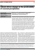 Cover page: Climate-driven changes in the predictability of seasonal precipitation