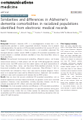 Cover page: Similarities and differences in Alzheimer’s dementia comorbidities in racialized populations identified from electronic medical records