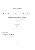 Cover page: Discrete Representations of the Braid Groups