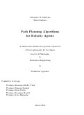 Cover page: Path Planning Algorithms for Robotic Agents