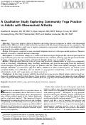 Cover page: A Qualitative Study Exploring Community Yoga Practice in Adults with Rheumatoid Arthritis.