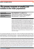 Cover page: The genomic footprint of whaling and isolation in fin whale populations.